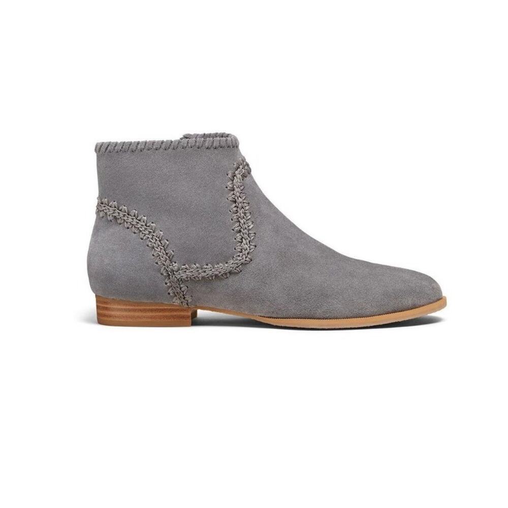 Jack Rogers Suede Gemma Stitched Ankle Bootie Charcoal Gray Size 6.5M NWOB
